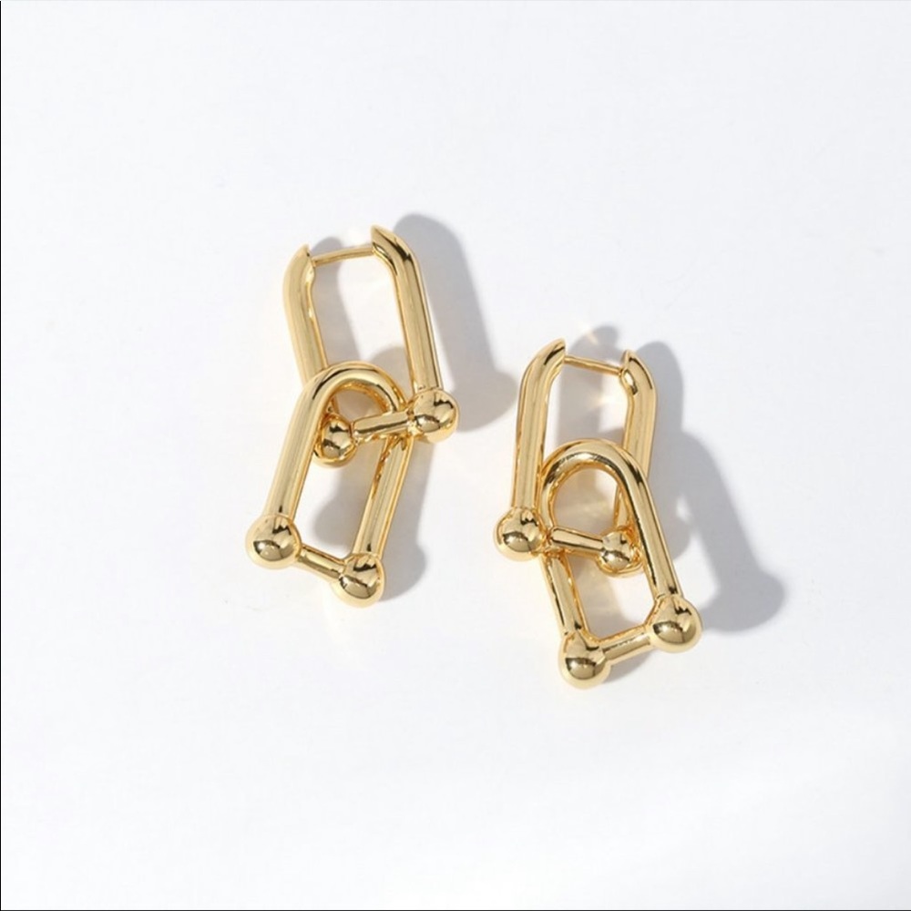 New 925 Sterling Silver Double Link Earrings - Picture 5 of 7